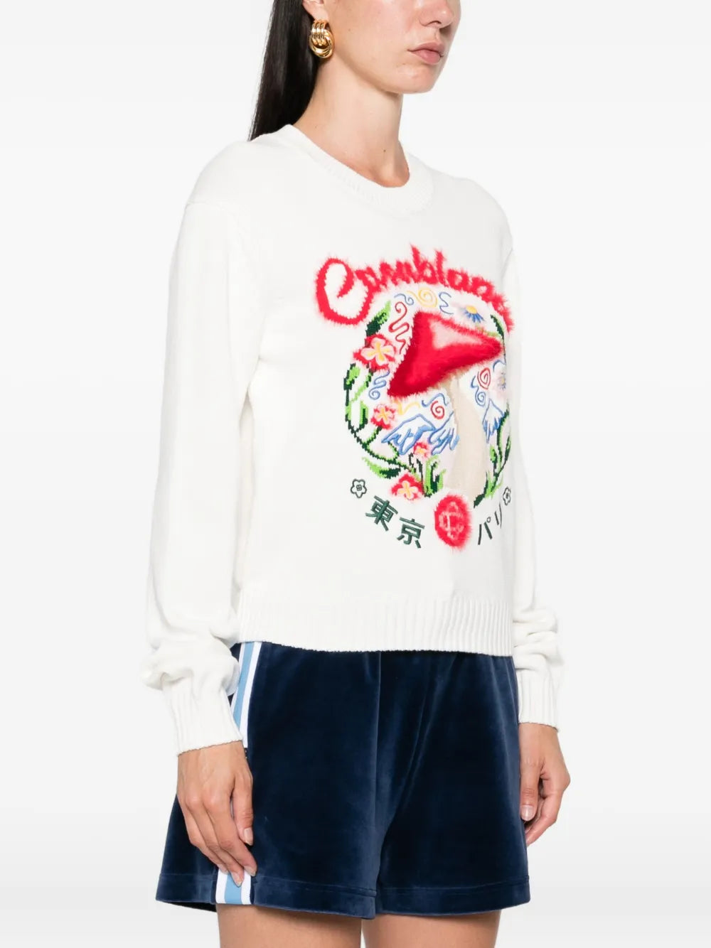 Mushroom-embroidered crew-neck sweater-CASABLANCA-Verso