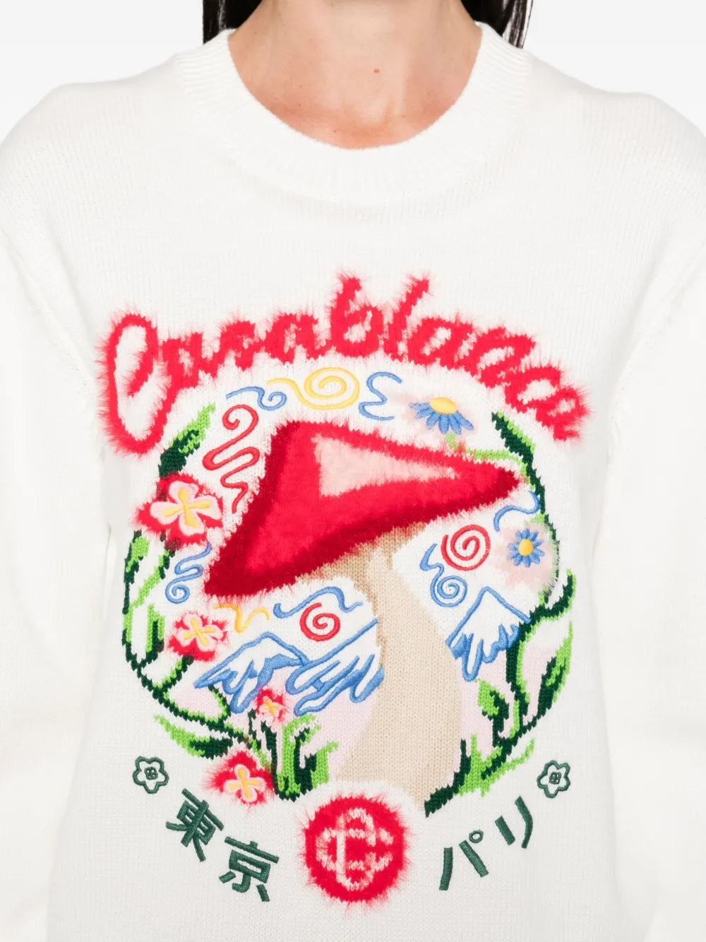 Mushroom-embroidered crew-neck sweater-CASABLANCA-Verso