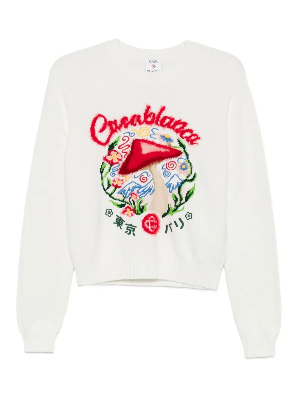 Mushroom-embroidered crew-neck sweater-CASABLANCA-Verso