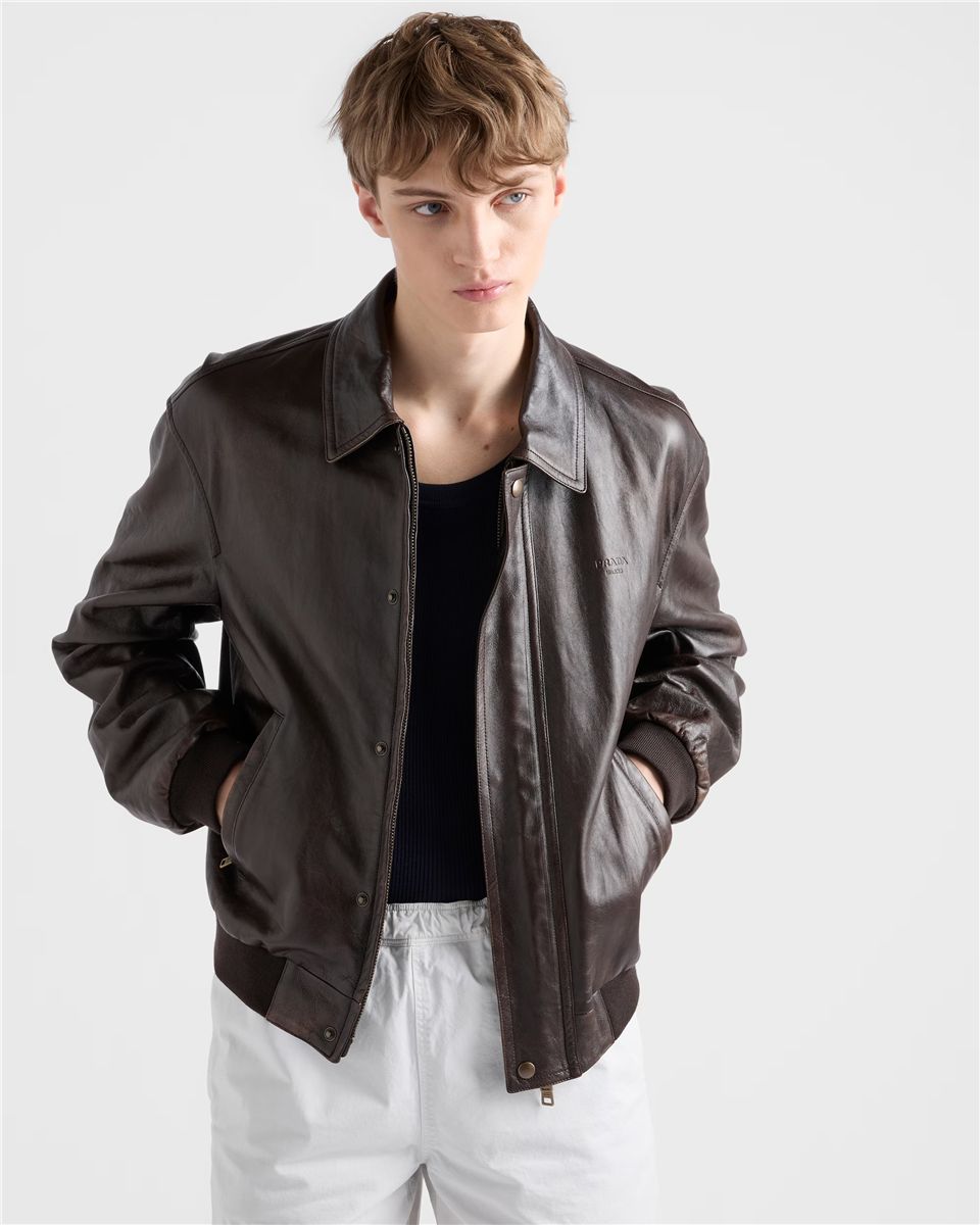 Nappa leather bomber jacket-PRADA-Verso