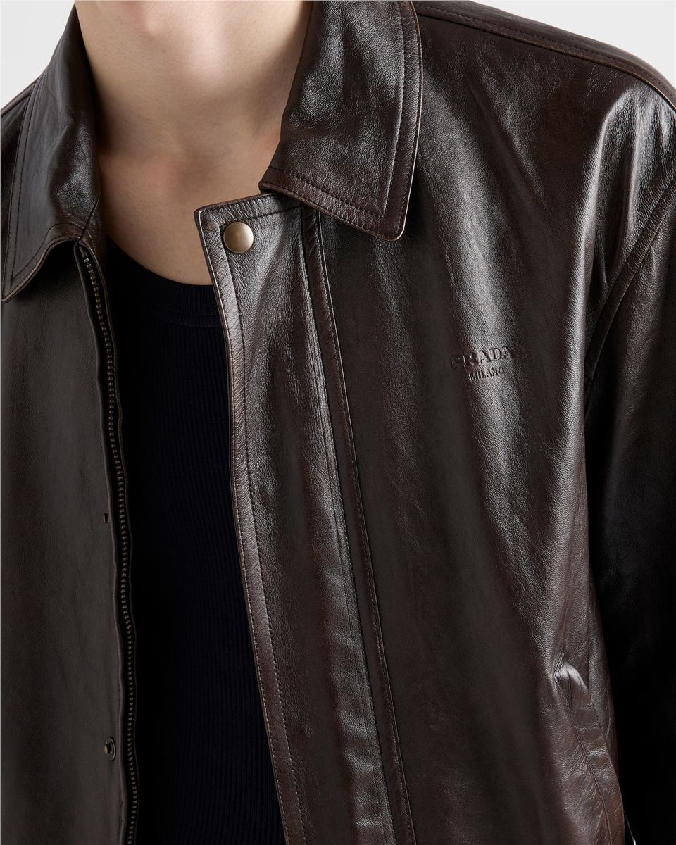 Nappa leather bomber jacket-PRADA-Verso