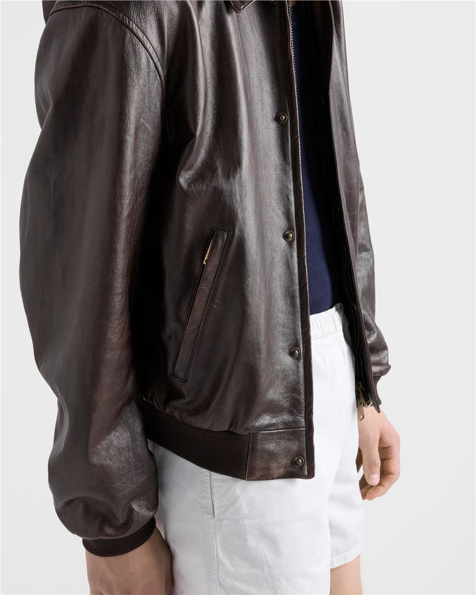 Nappa leather bomber jacket-PRADA-Verso