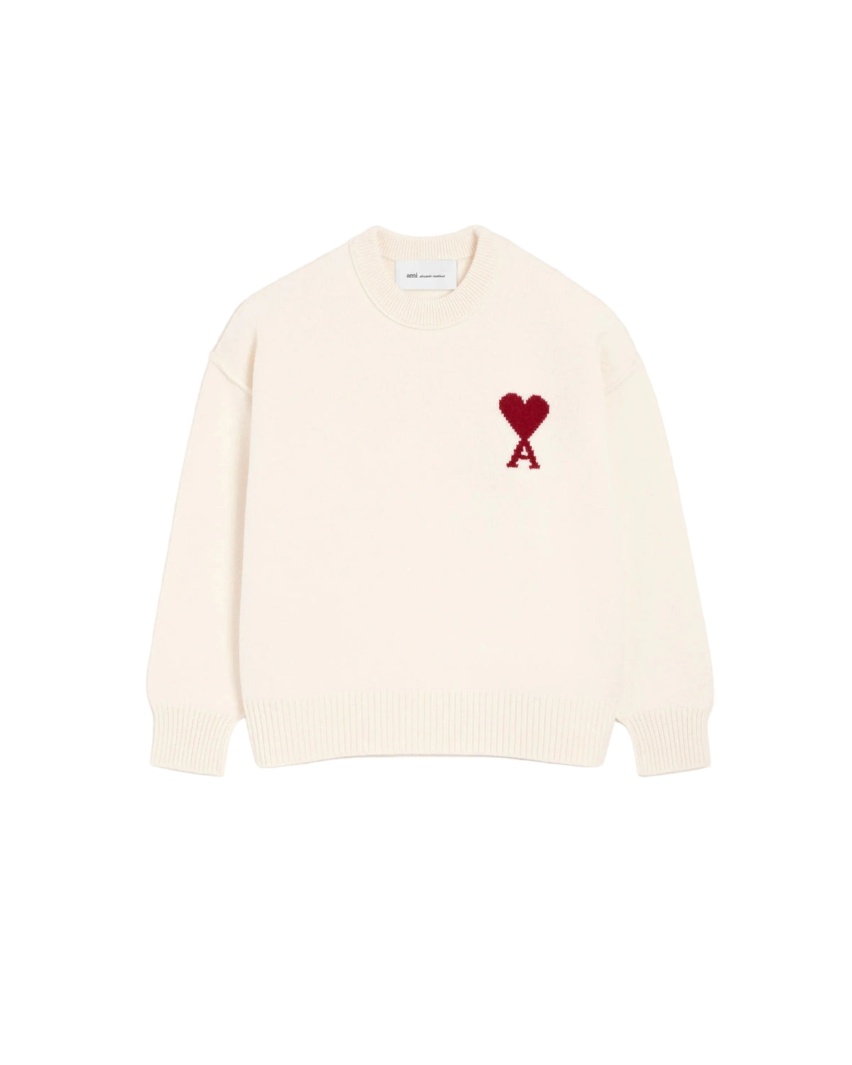Natural crewneck wool sweater with ami de coeur-AMI-312090-XS-Verso
