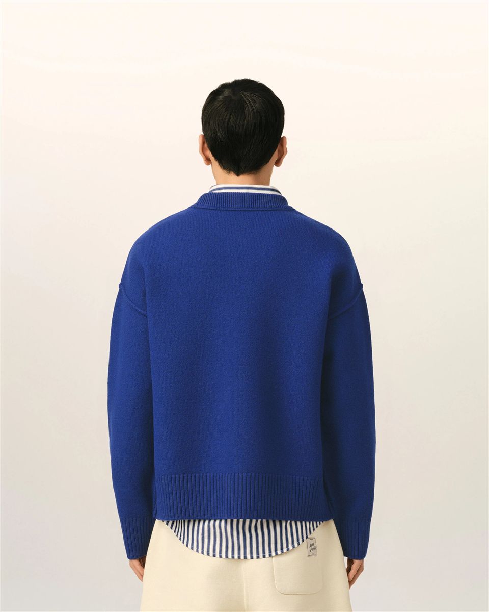Natural crewneck wool sweater with ami de coeur-AMI-Verso