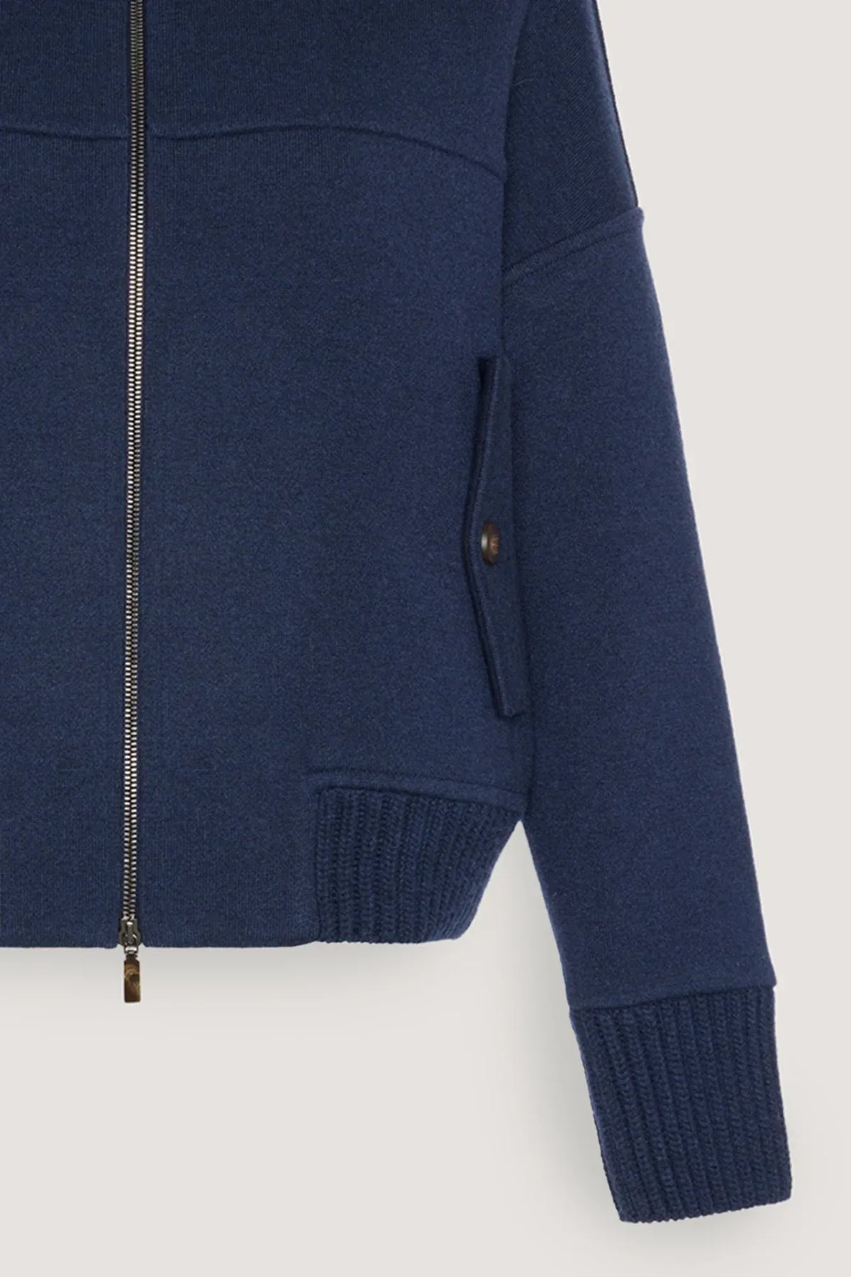 Navy blue cashmere-blend bomber jacket-DEXTERIOR-Verso