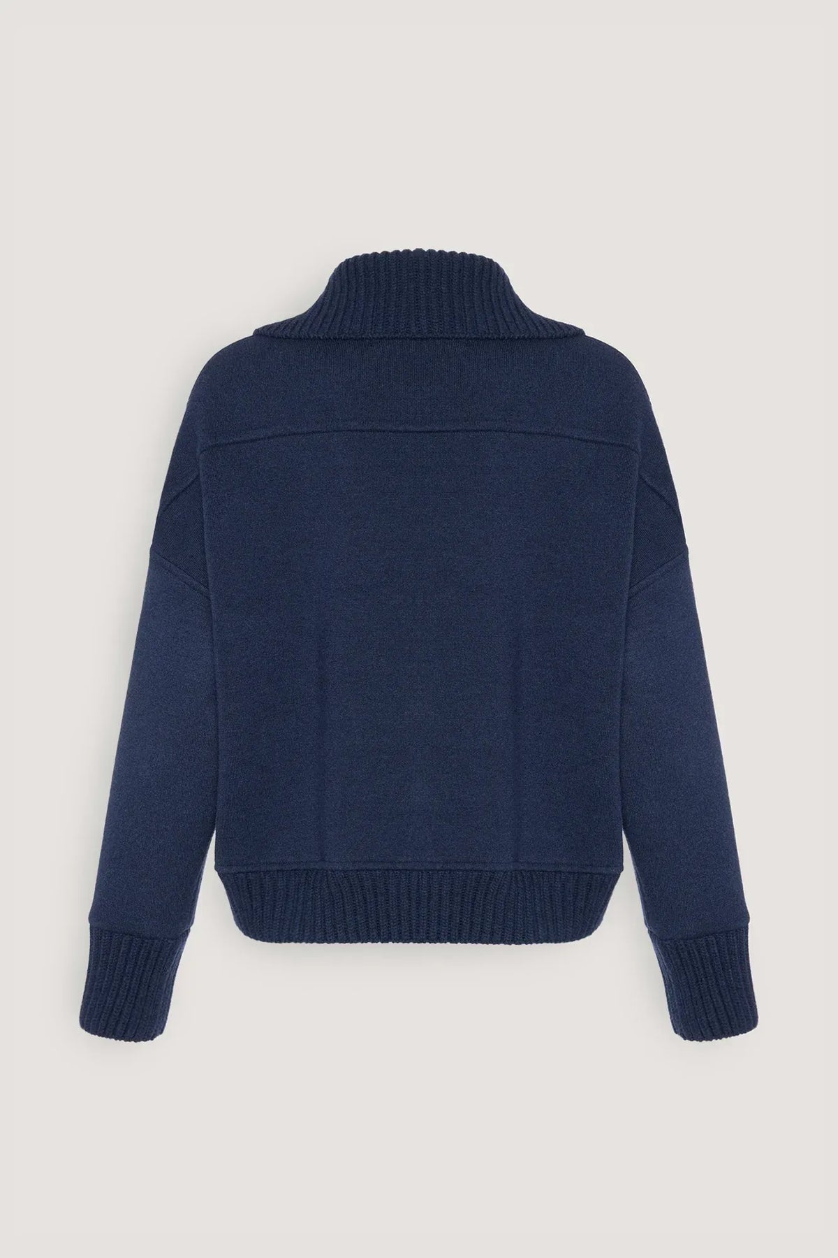 Navy blue cashmere-blend bomber jacket-DEXTERIOR-Verso