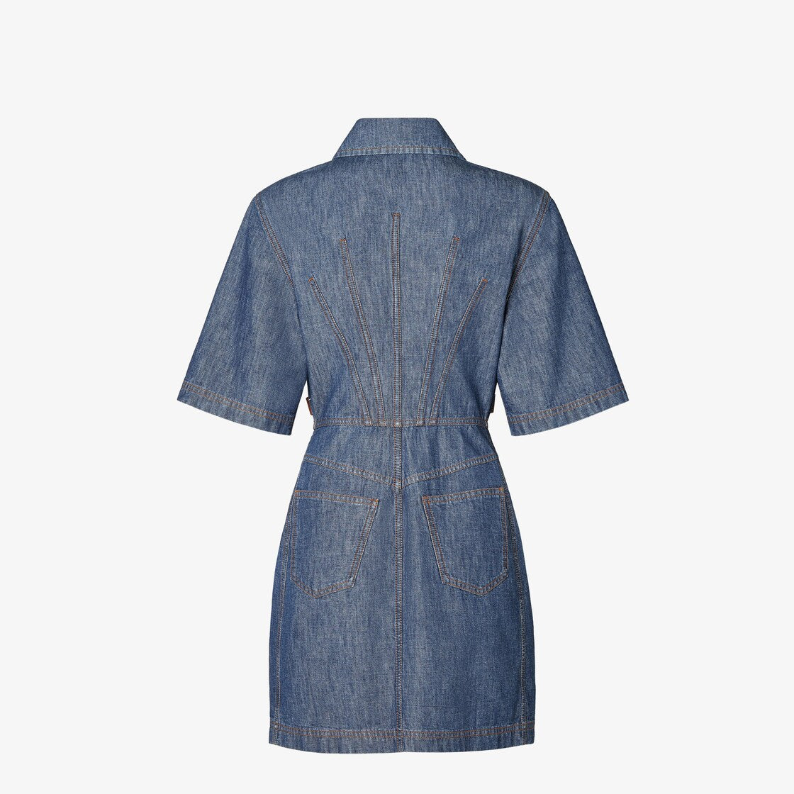 Navy blue chambray dress-FENDI-Verso