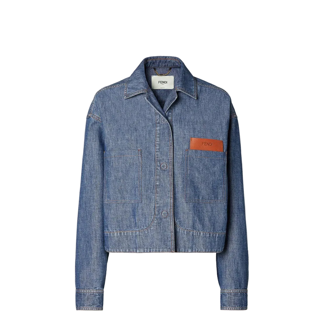 Navy blue chambray jacket-FENDI-309224-40-Verso