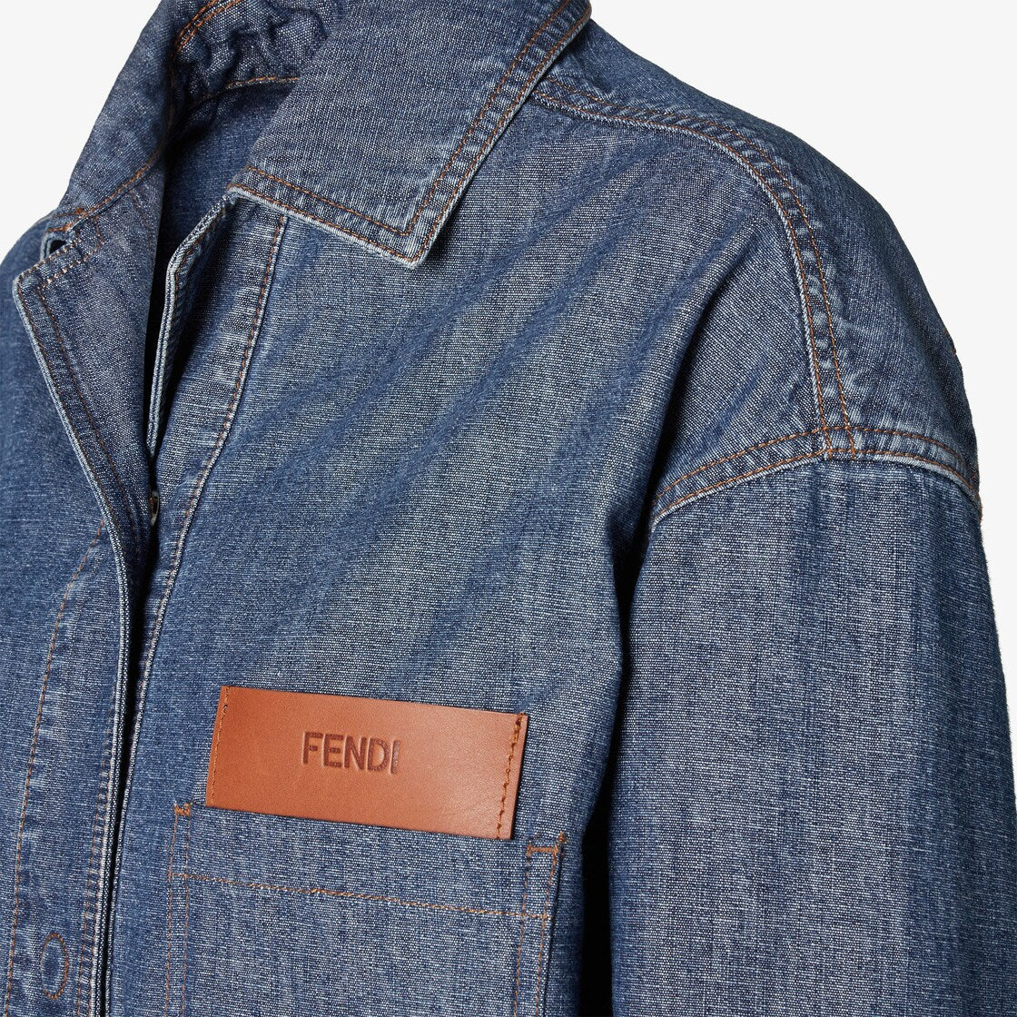 Navy blue chambray jacket-FENDI-Verso