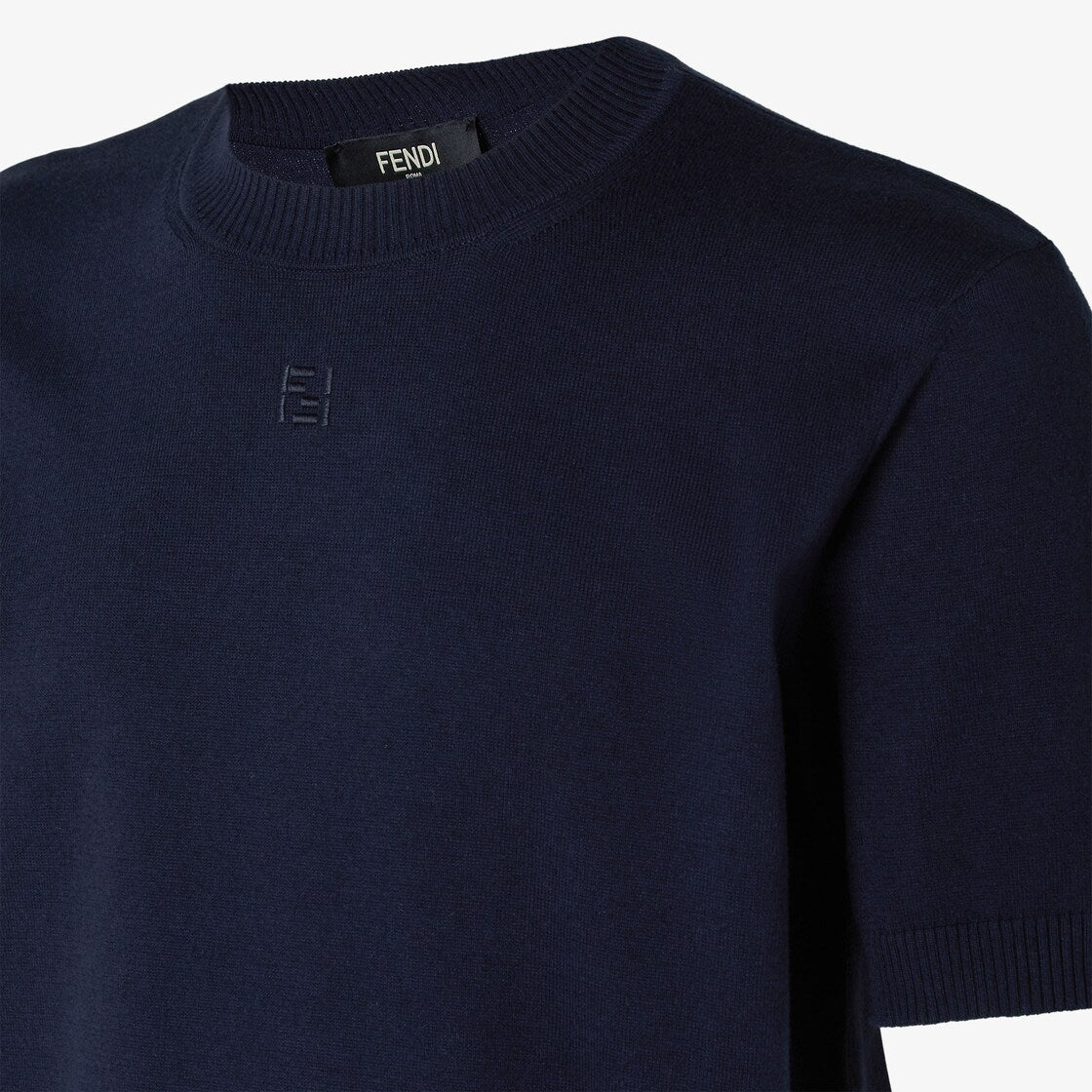 Navy cotton and cashmere jumper-FENDI-Verso