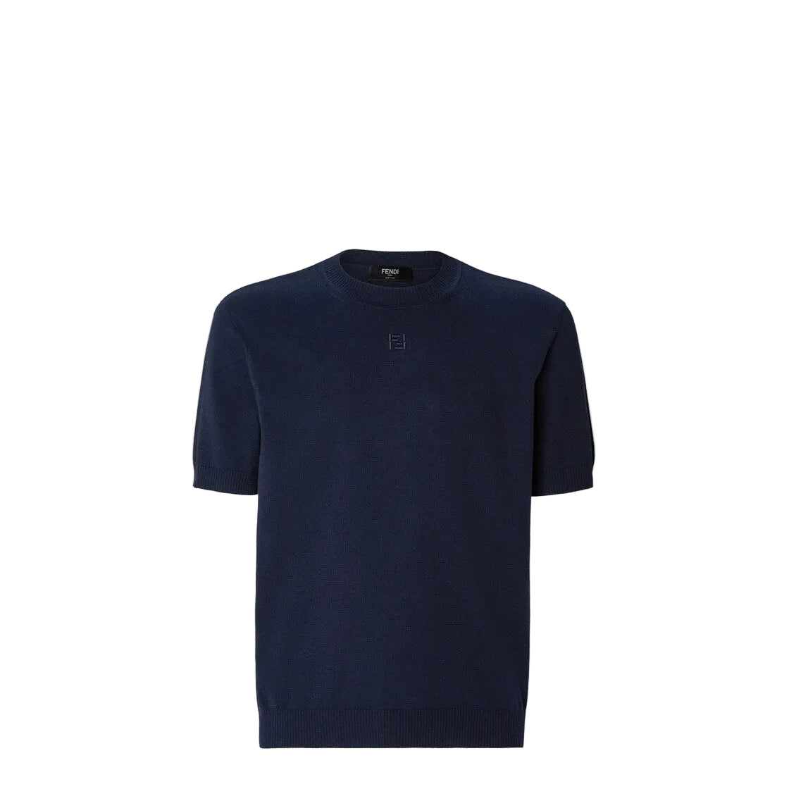 Navy cotton and cashmere jumper-FENDI-Verso