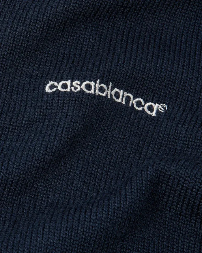 Navy merino short sleeve polo shirt-CASABLANCA-Verso