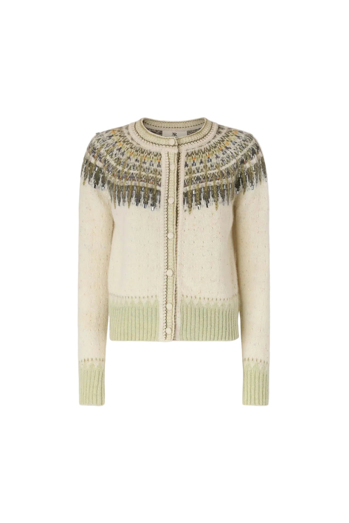 Nordic-Inspired Jacquard Cardigan in Wool, Cashmere and Silk with Crystals-ERMANNO SCERVINO-309470-S-Verso