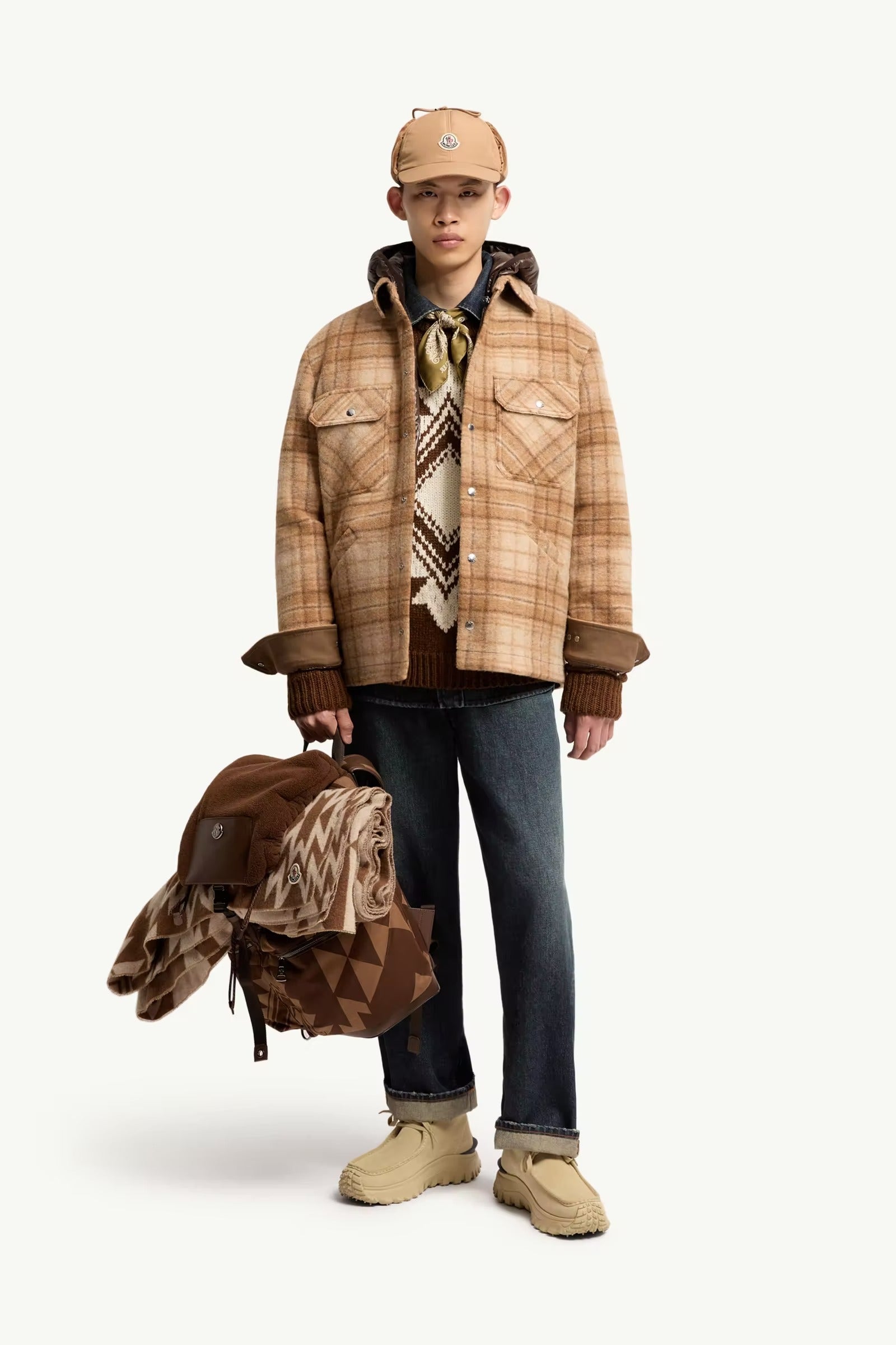 Nyvalin 3-in-1 hooded flannel down jacket-MONCLER-Verso