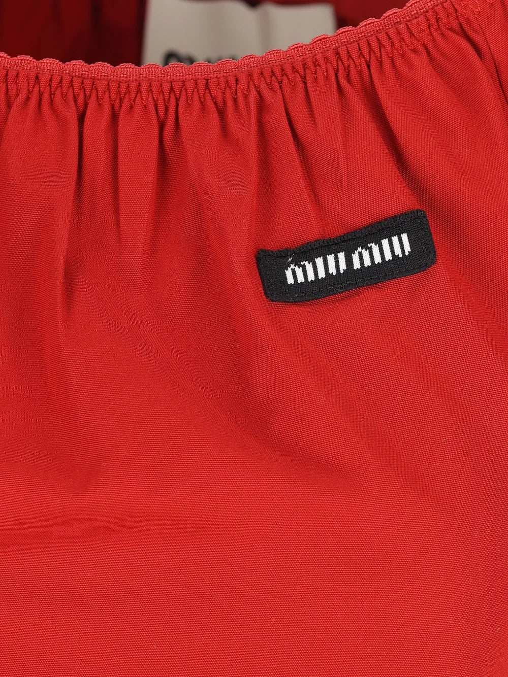 Off-shoulder label-detail midi dress-MIU MIU-Verso