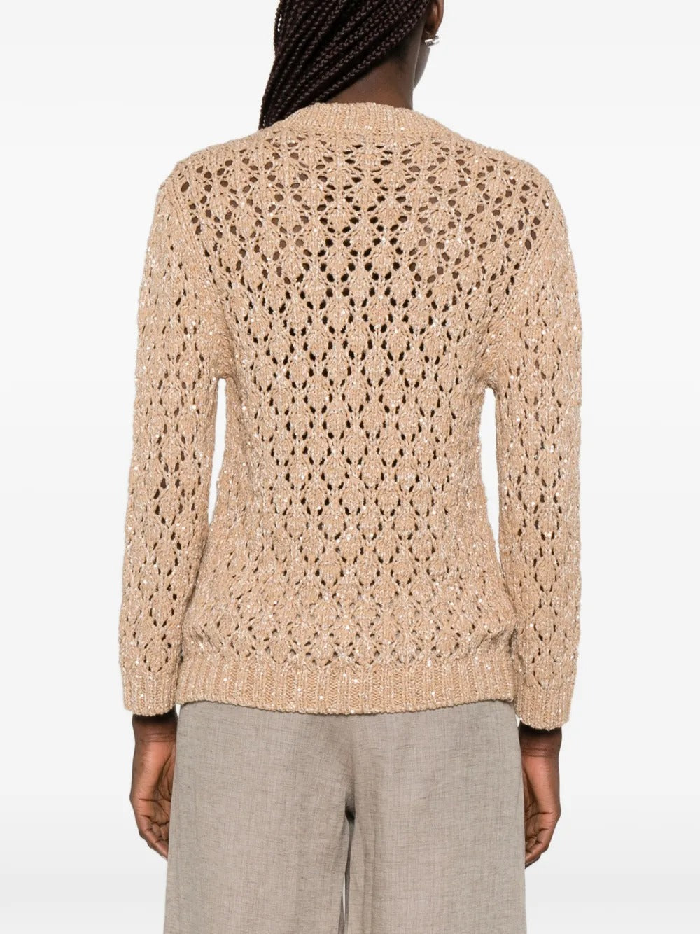 Openwork Flap-Pockets Cardigan-FABIANA FILIPPI-Verso