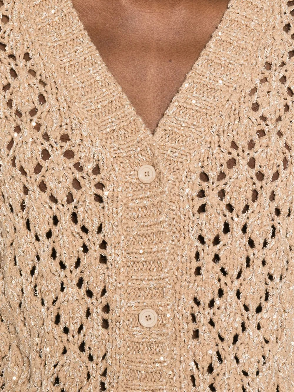 Openwork Flap-Pockets Cardigan-FABIANA FILIPPI-Verso