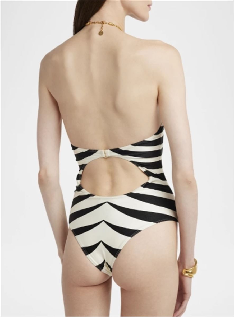 OPTICAL SCALOPPE-PRINT HALTERNECK ONE-PIECE SWIMSUIT WITH CHAIN-TOM FORD-Verso