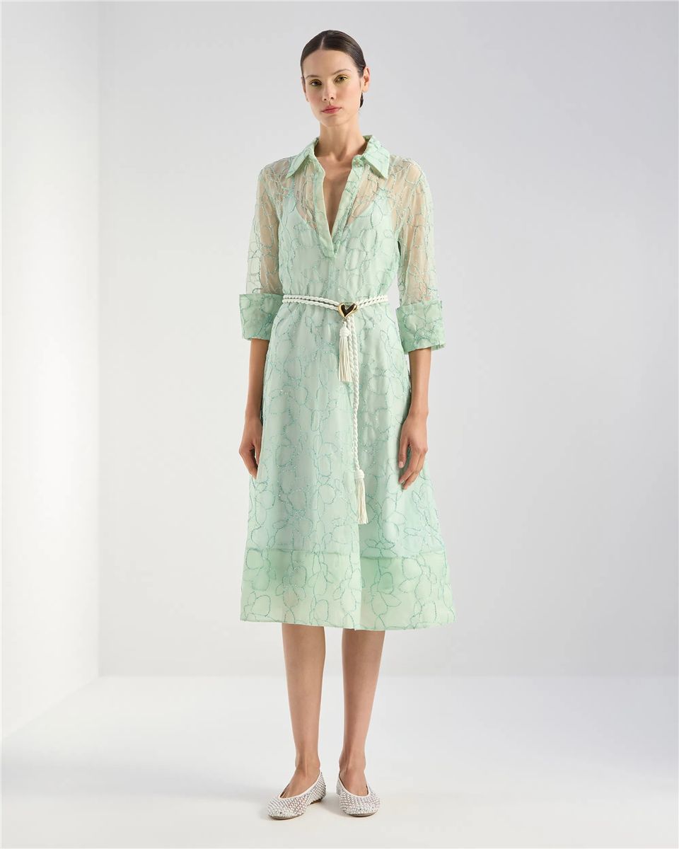 Orchid-embroidered organza dress-GENNY-Verso