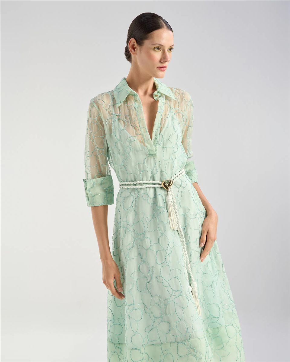 Orchid-embroidered organza dress-GENNY-Verso