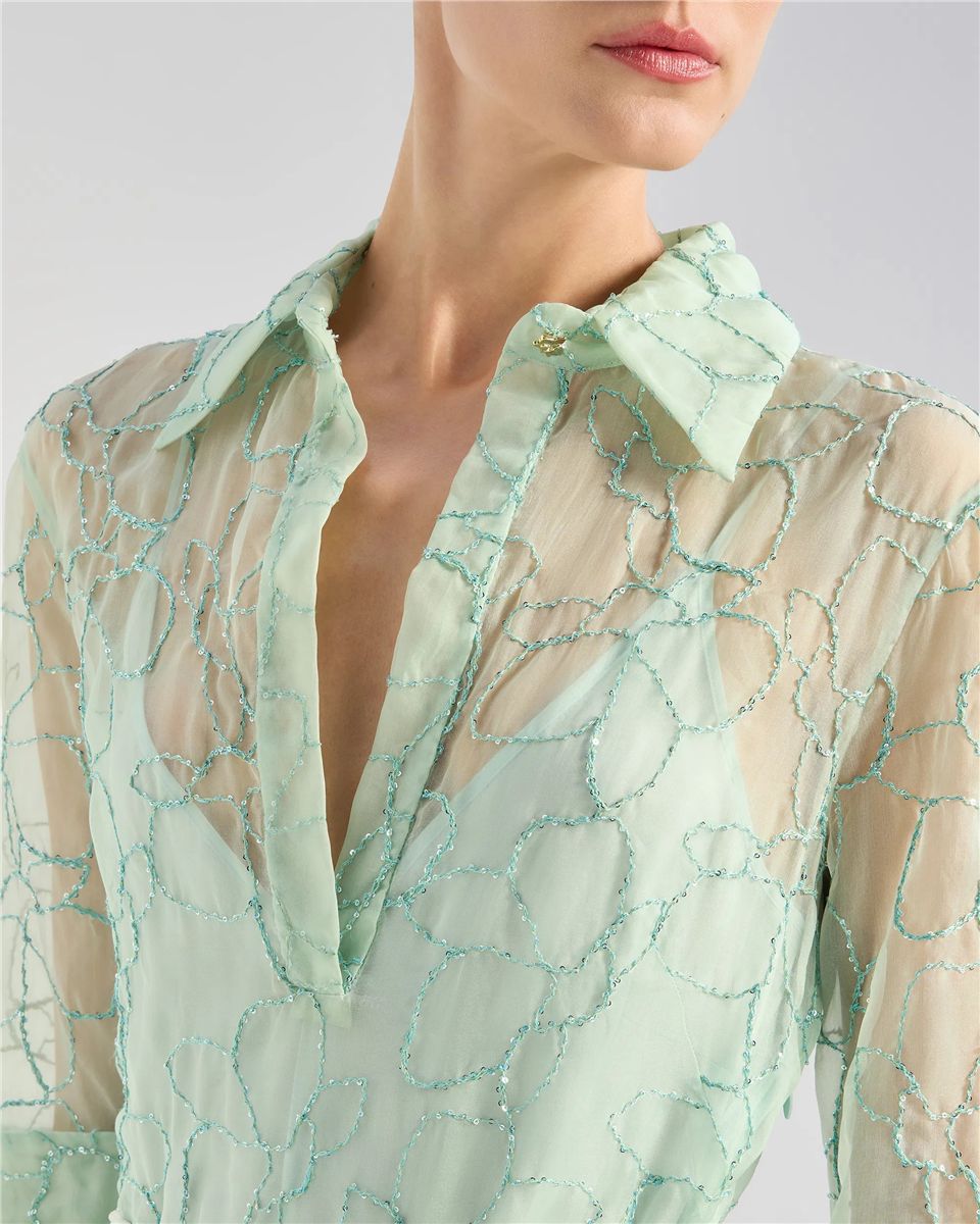 Orchid-embroidered organza dress-GENNY-Verso