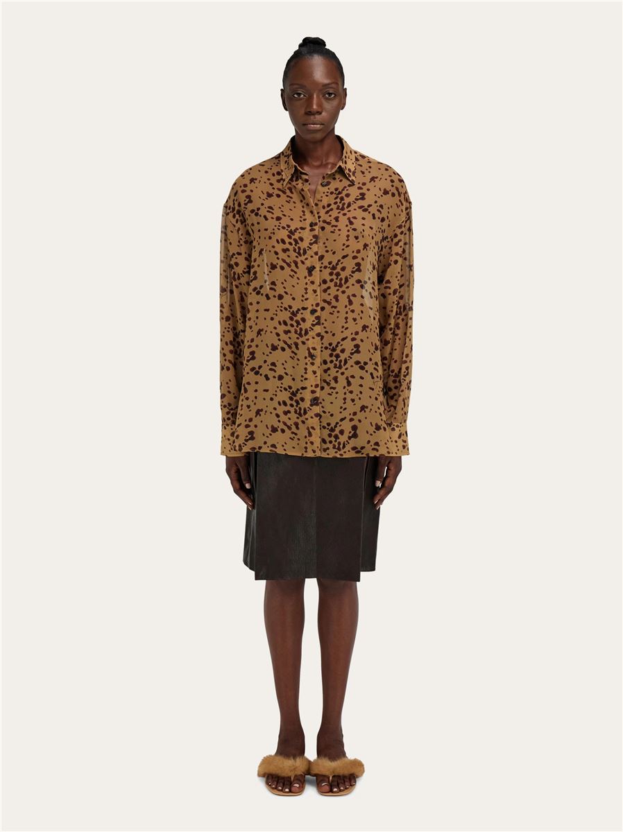 Orchid print georgette blouse-FERRAGAMO-Verso