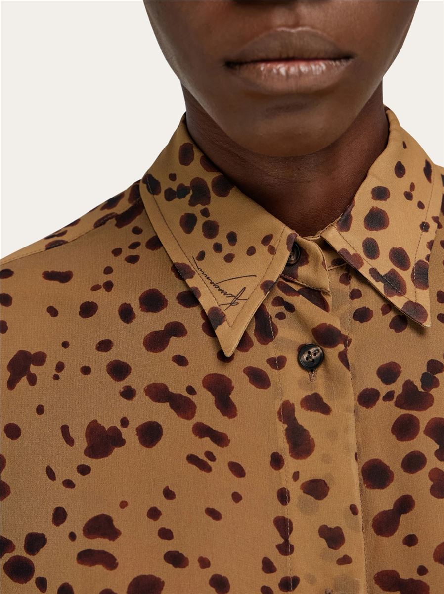 Orchid print georgette blouse-FERRAGAMO-Verso