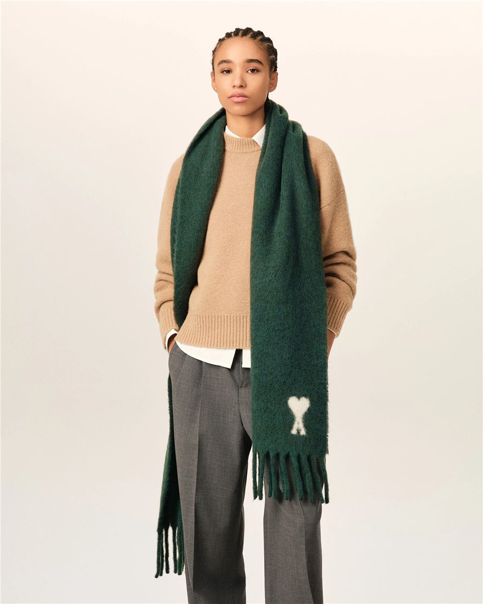 Oversize scarf in alpaca and pure wool.-AMI-Verso