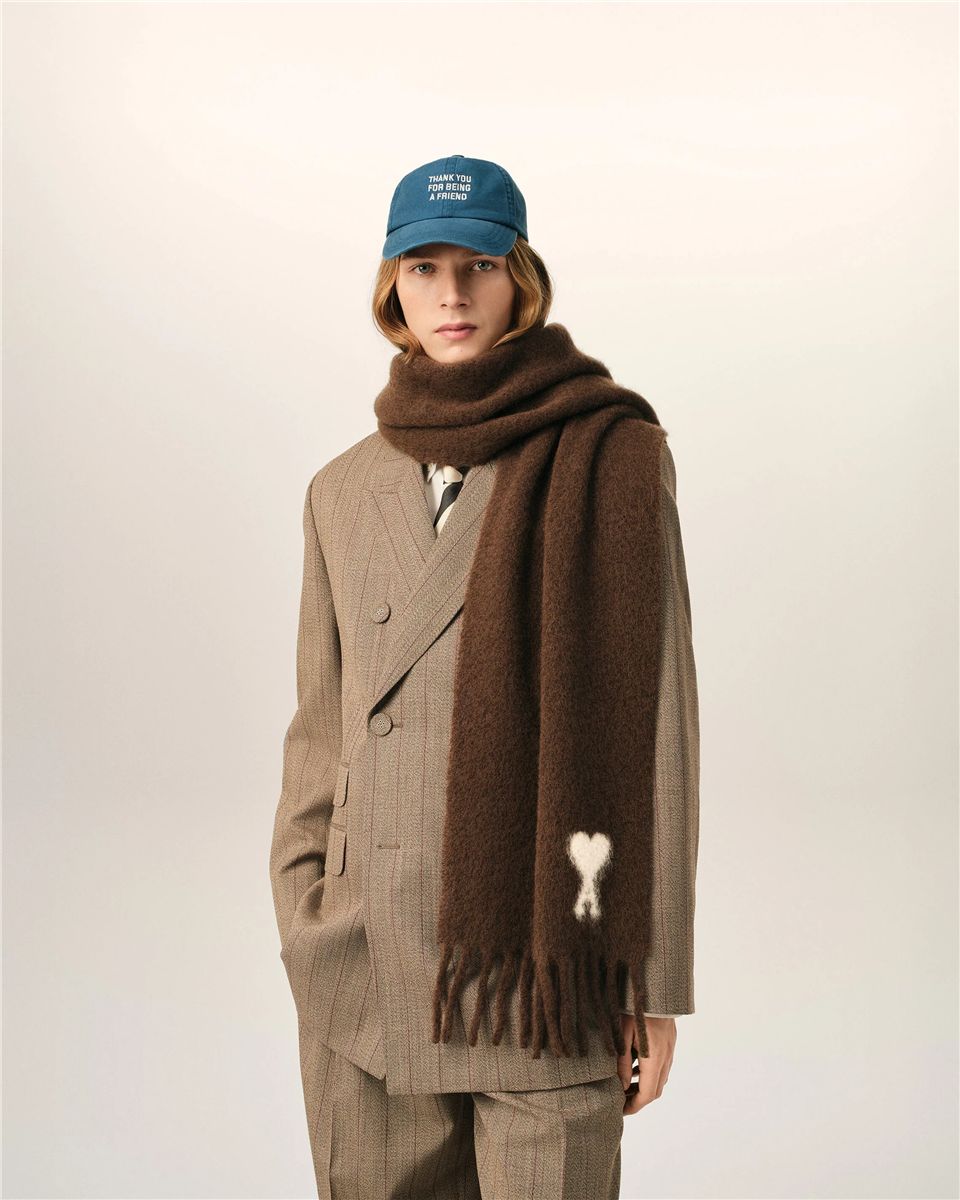 Oversize scarf in alpaca and pure wool.-AMI-Verso