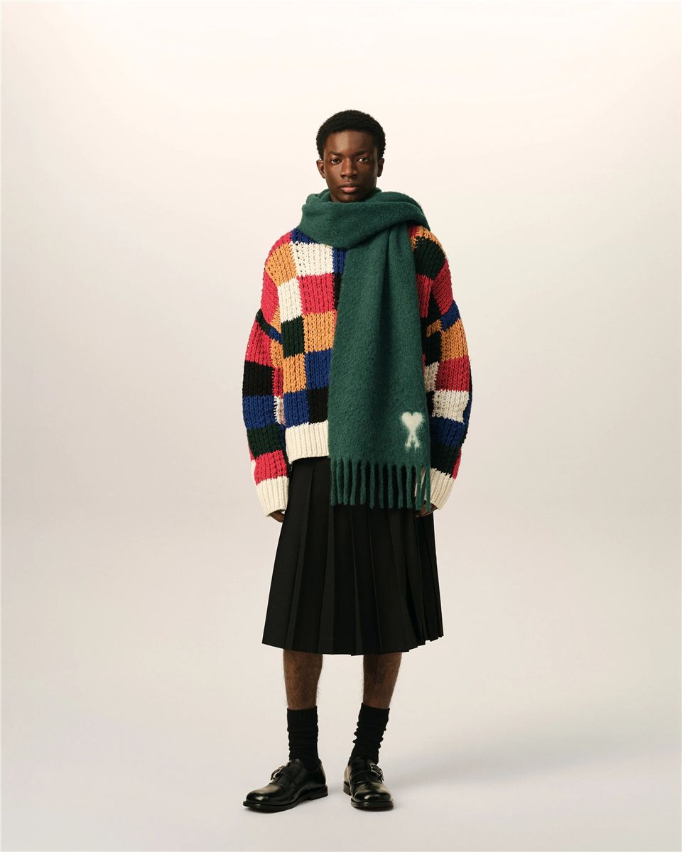 Oversize scarf in alpaca and pure wool.-AMI-Verso