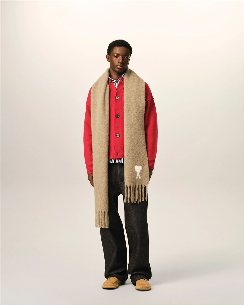 Oversize scarf in alpaca and pure wool.-AMI-Verso