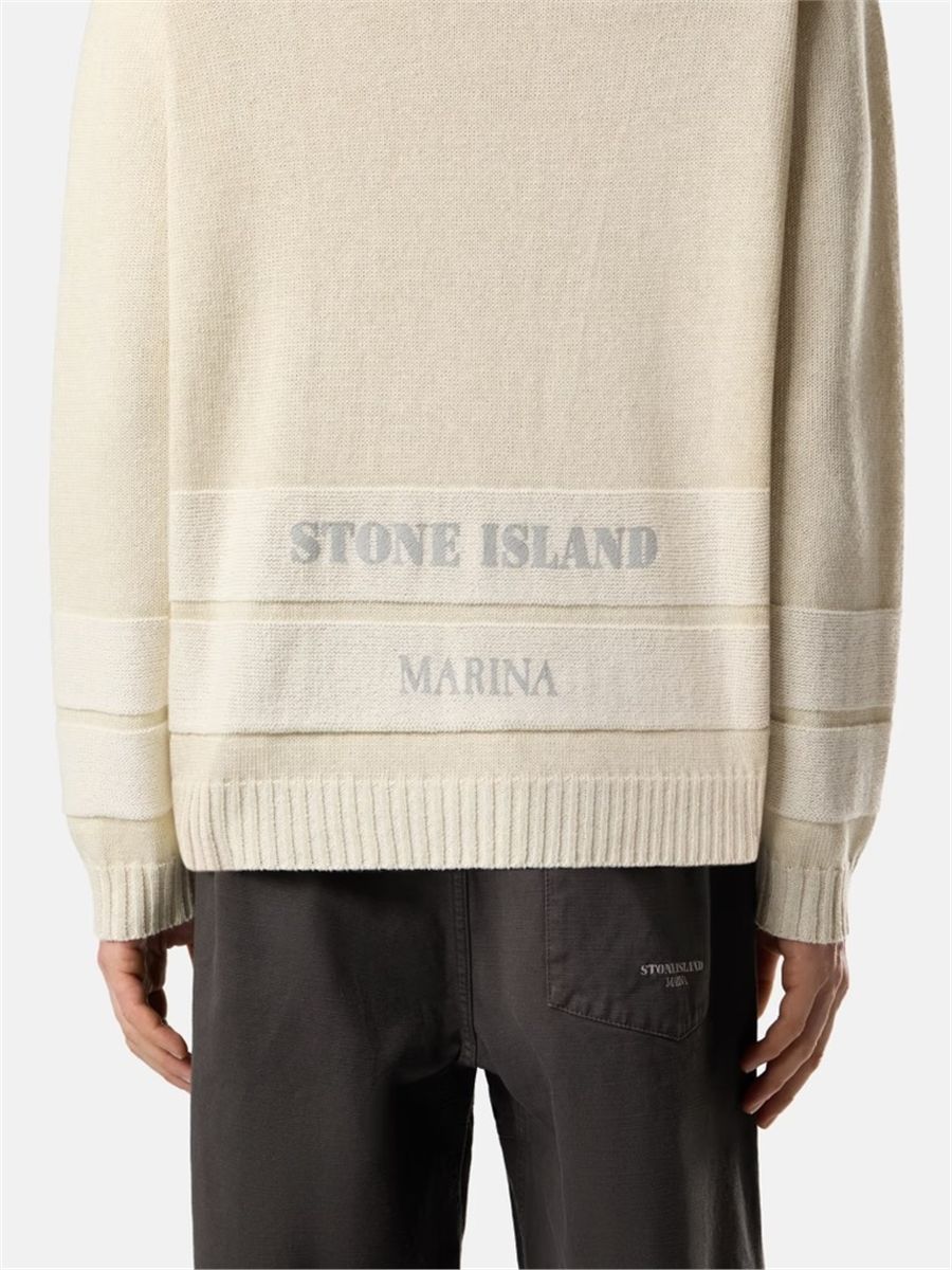 Oversized-fit crewneck jumper with stone island marina print-STONE ISLAND-Verso