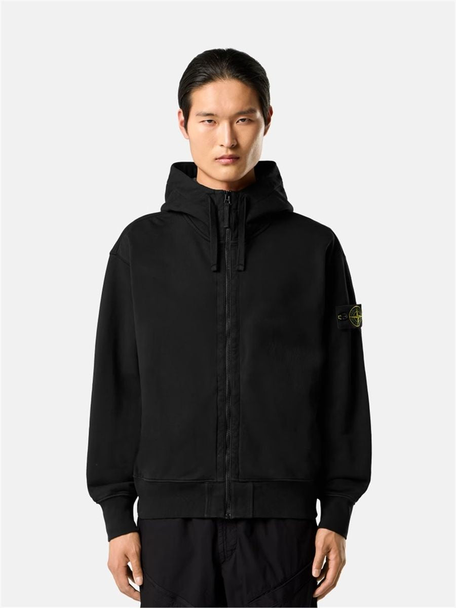 Oversized-fit zip-up hooded sweatshirt with pockets-STONE ISLAND-Verso