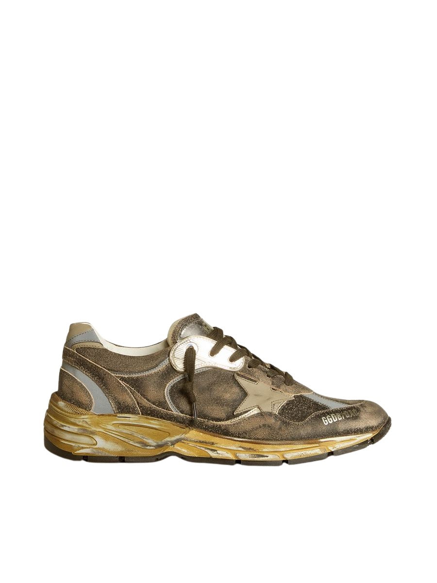MEN’S DAD-STAR IN SUEDE AND NYLON WITH KHAKI LEATHER STAR AND HEEL TAB -  GOLDEN GOOSE -  Verso