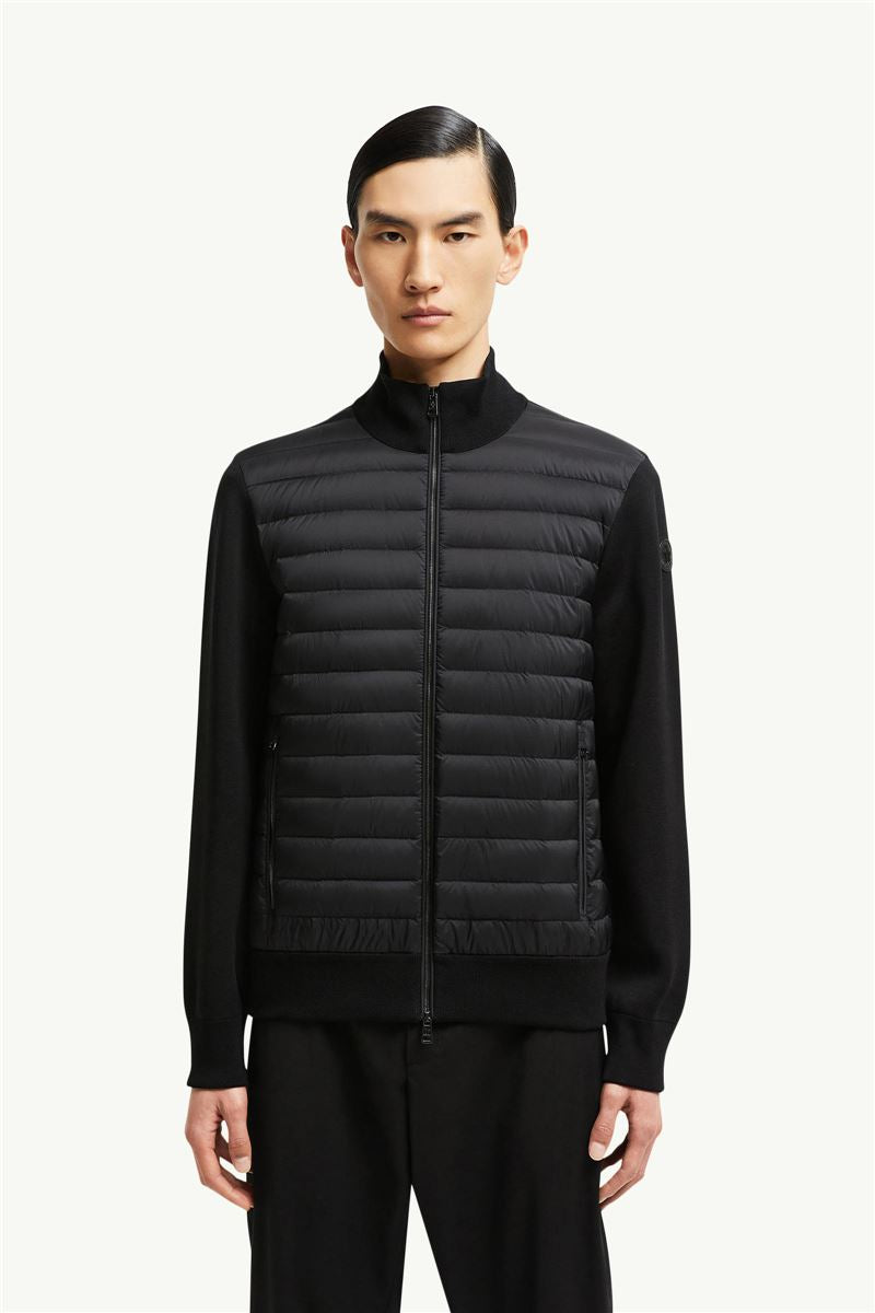 padded crêpe cotton zip-up cardigan-MONCLER-Verso