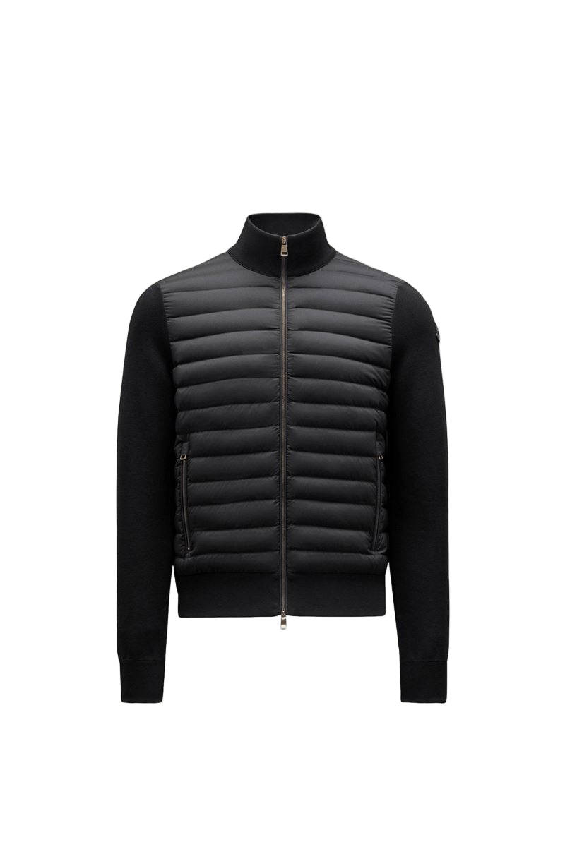 padded crêpe cotton zip-up cardigan-MONCLER-Verso