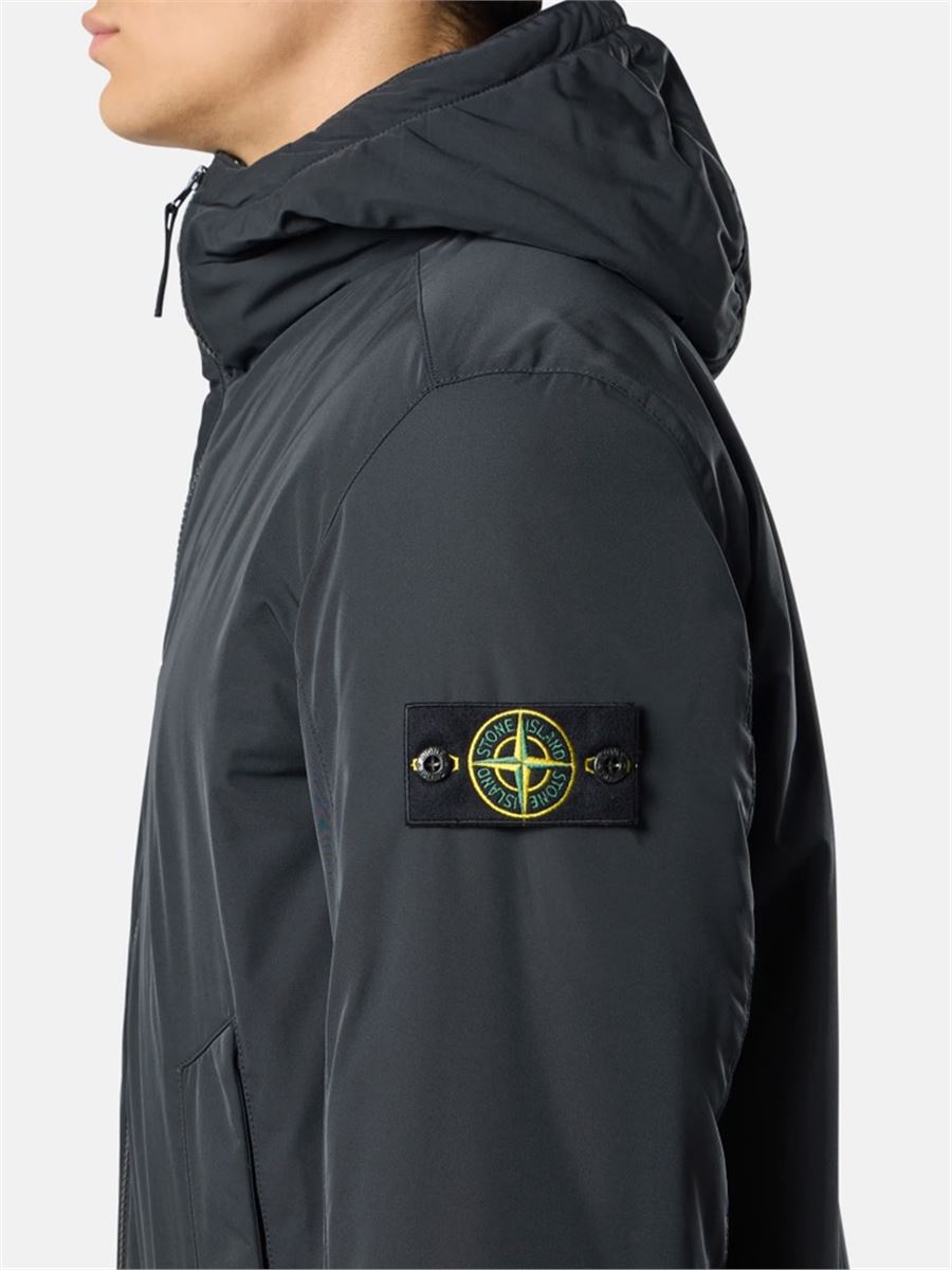 Padded hooded jacket with anti-drop and snap pockets-STONE ISLAND-Verso