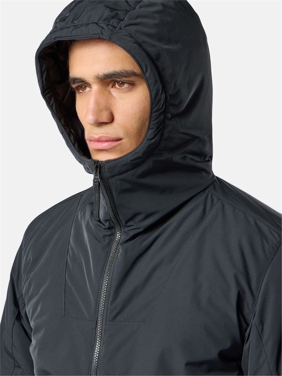 Padded hooded jacket with anti-drop and snap pockets-STONE ISLAND-Verso