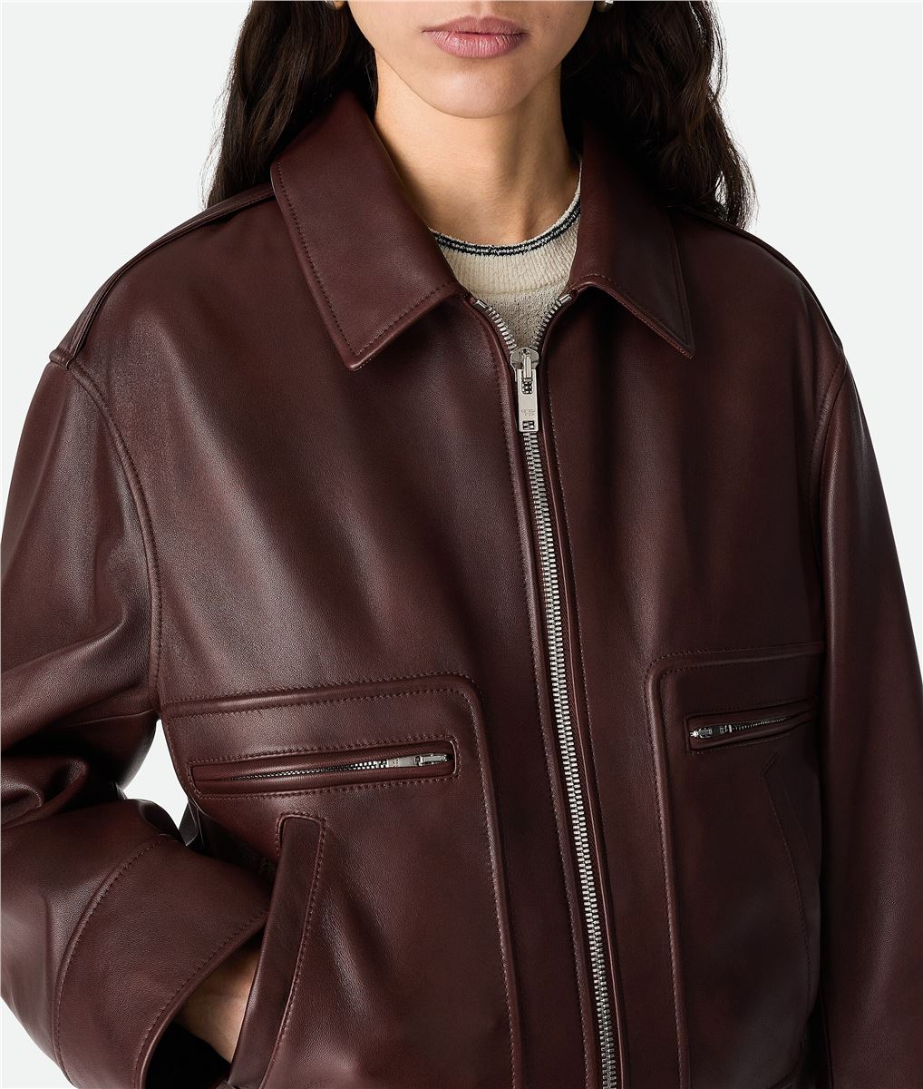 Padded leather blouson-BOTTEGA VENETA-Verso