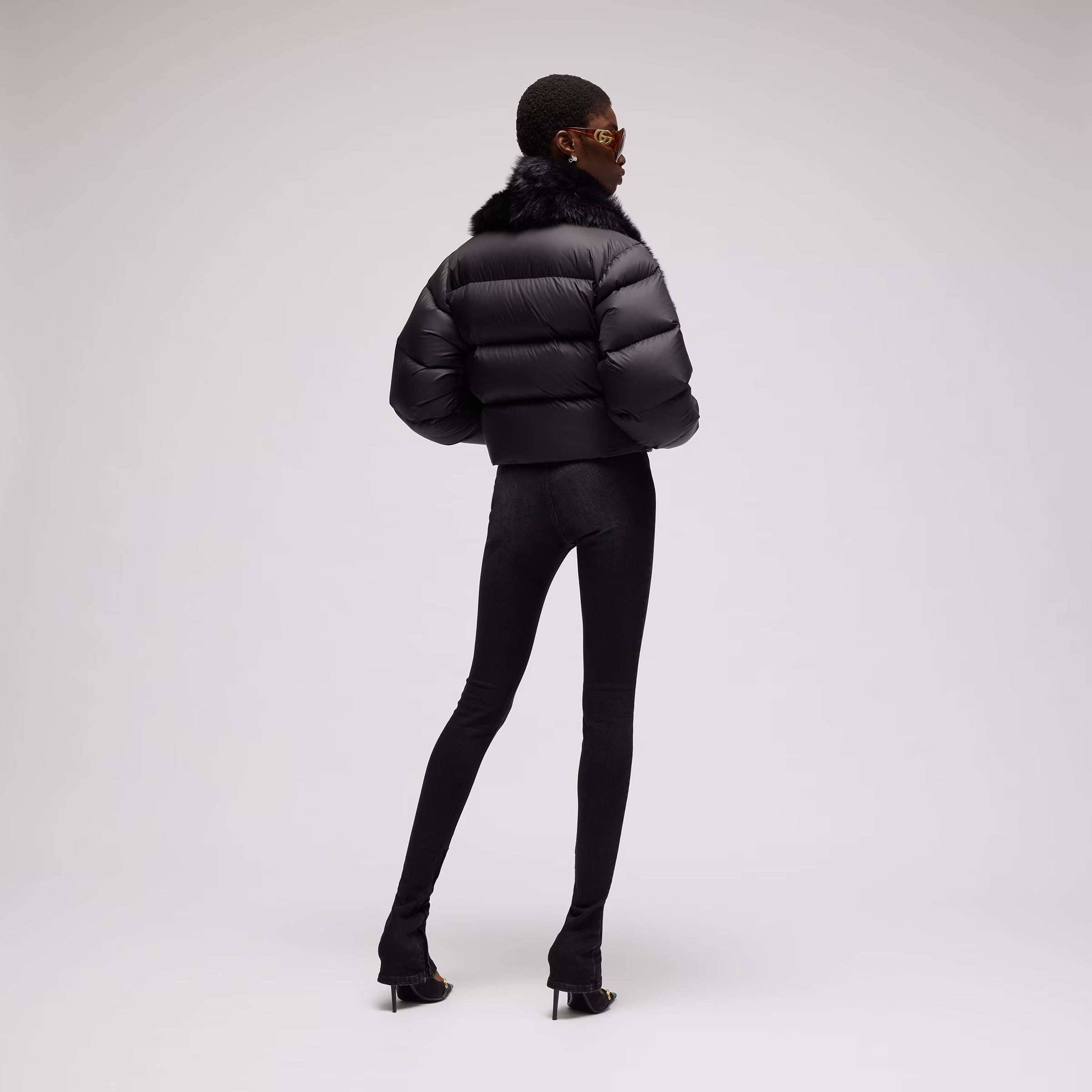 Padded polyester jacket with shearling-GUCCI-Verso