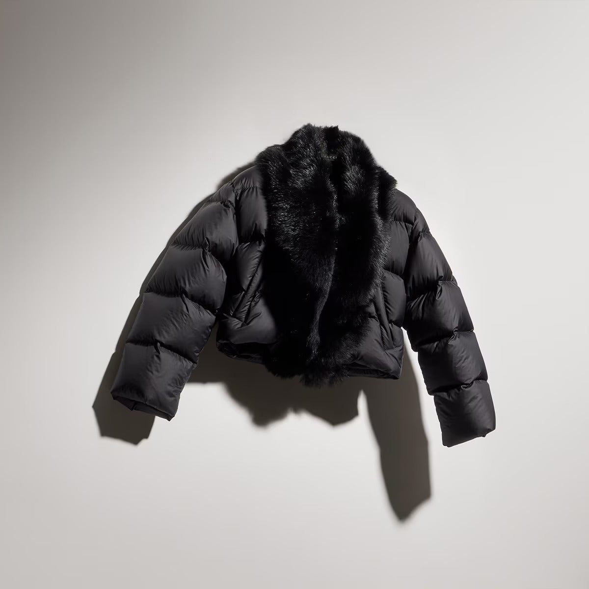 Padded polyester jacket with shearling-GUCCI-Verso