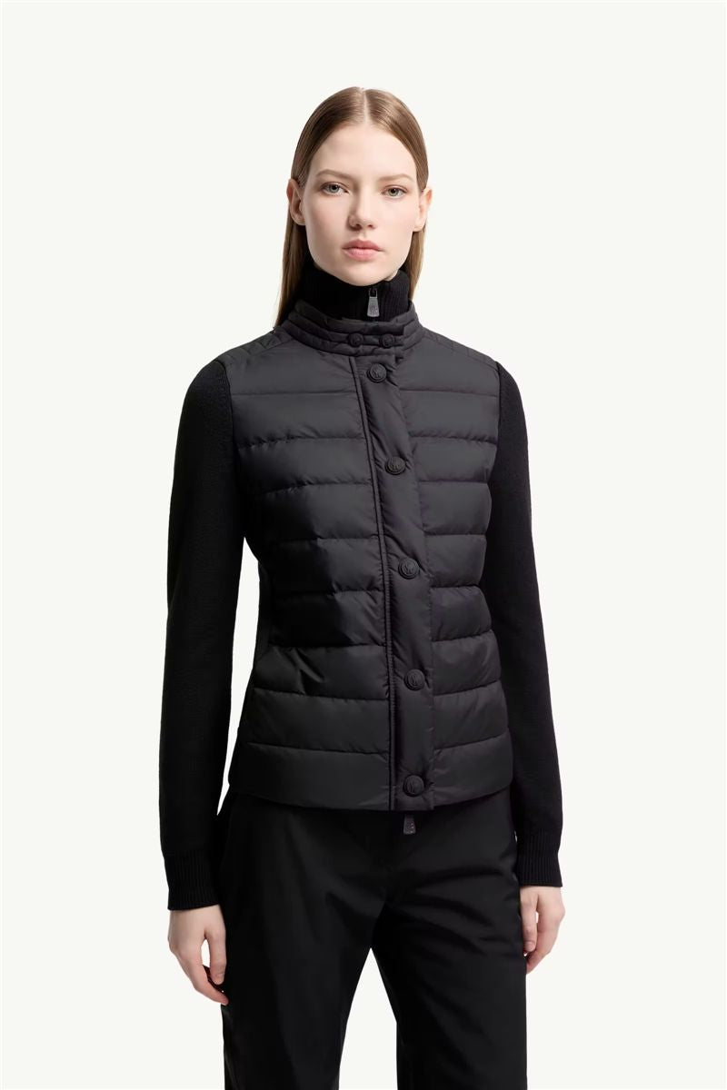 Padded wool blend cardigan-MONCLER-Verso