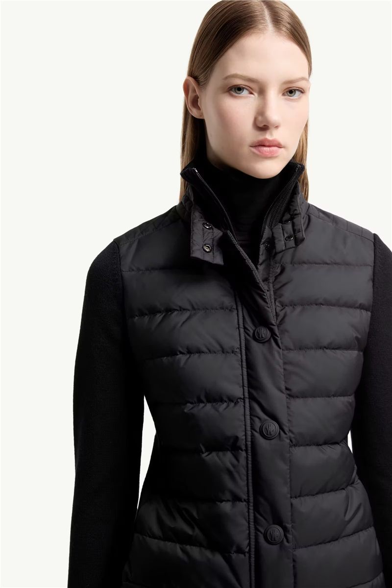 Padded wool blend cardigan-MONCLER-Verso