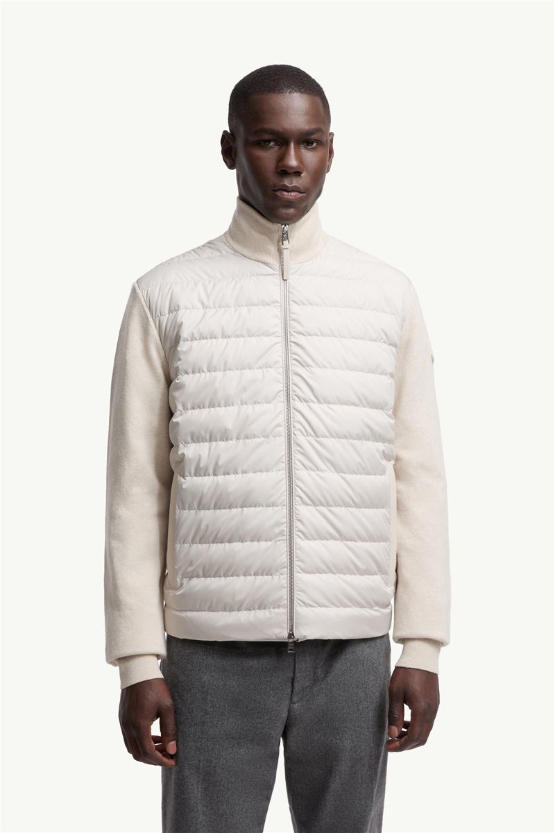 padded wool & cashmere zip-up cardigan-MONCLER-Verso