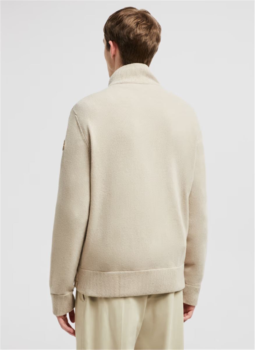 PADDED WOOL & CASHMERE ZIP-UP CARDIGAN - MONCLER - Verso