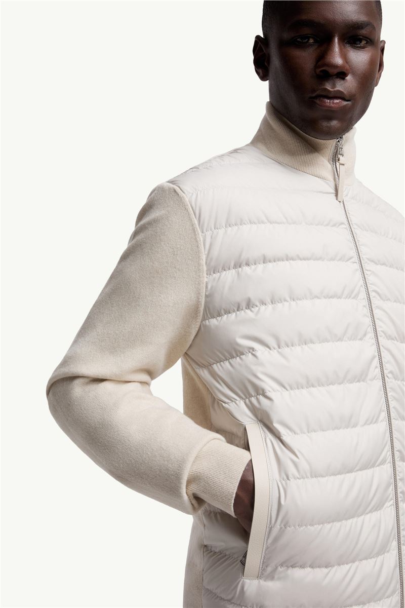 padded wool & cashmere zip-up cardigan-MONCLER-Verso