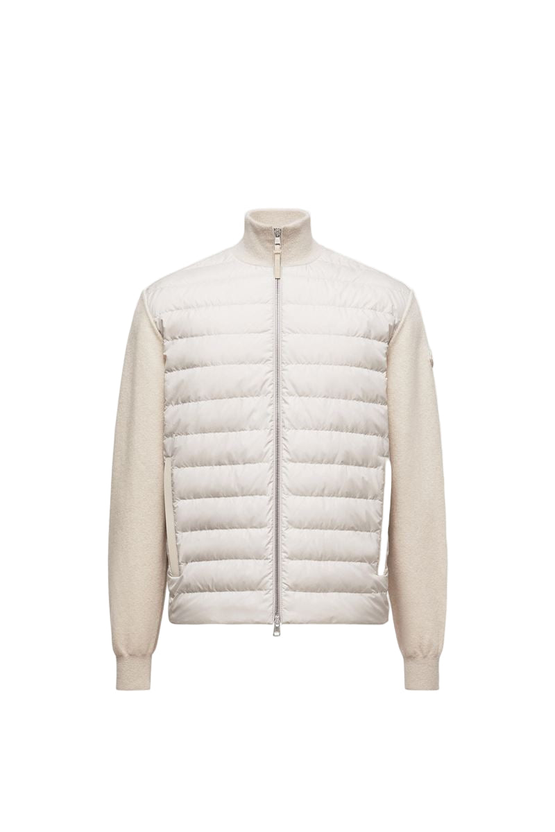 padded wool & cashmere zip-up cardigan-MONCLER-Verso