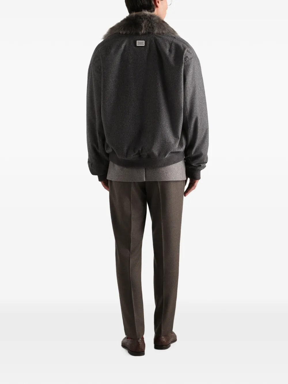 Padded wool flannel bomber jacket-DOLCE&GABBANA-Verso