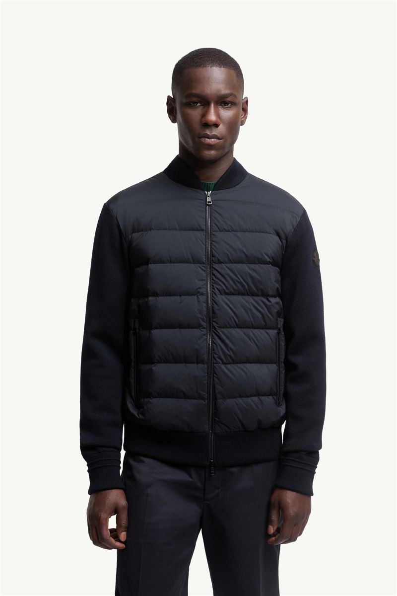 padded wool zip-up cardigan-MONCLER-Verso