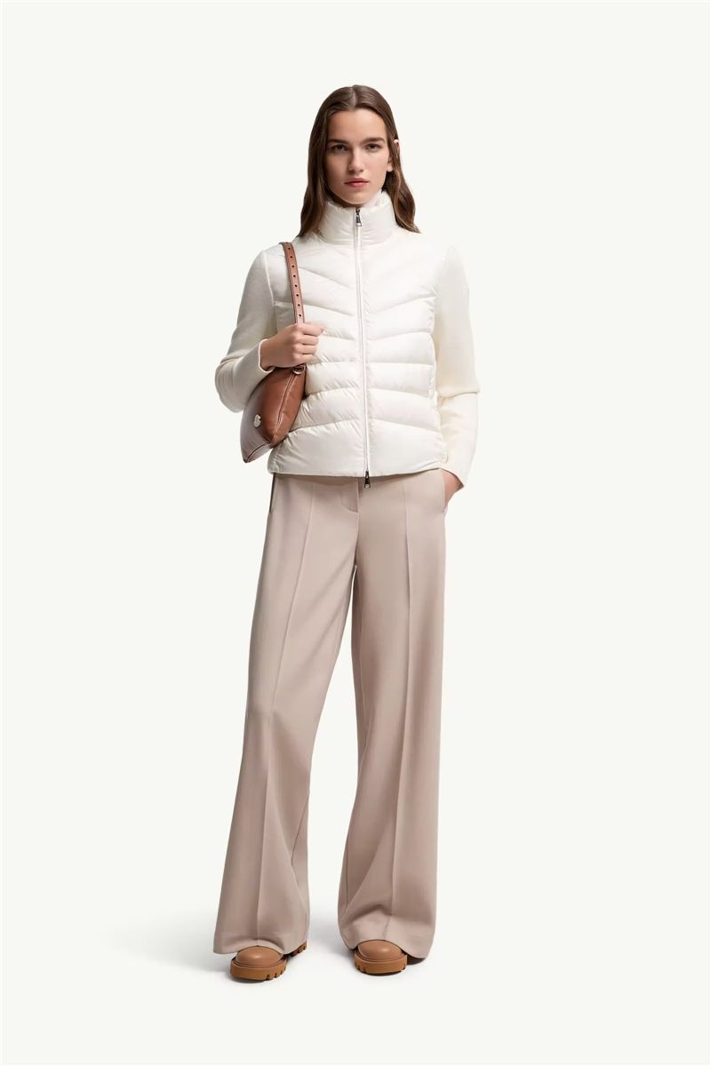 Padded wool zip-up cardigan-MONCLER-Verso
